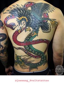 Old School Eagle and Cobra Tattoo